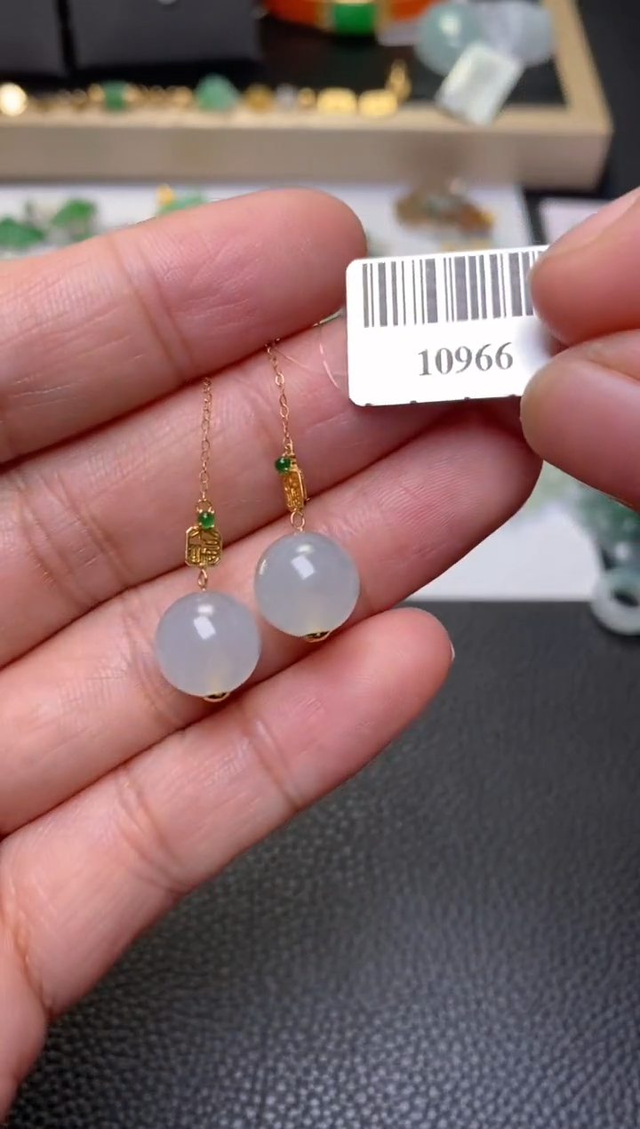 翡翠18K金镶嵌颈饰净货10966