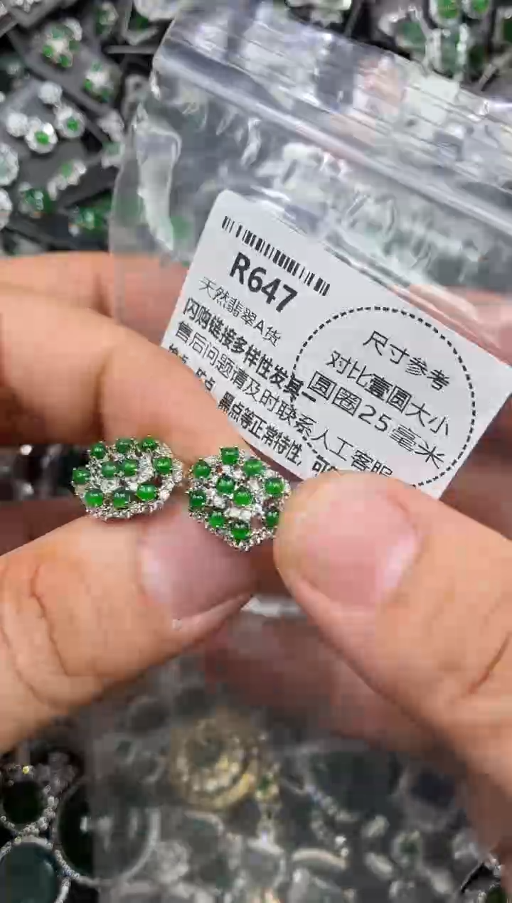颈饰未镶嵌翡翠R647耳扣