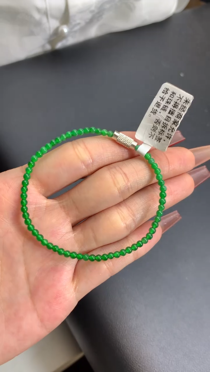 【闪购商品】翡翠手链未镶嵌危地马拉 卡2.8mm