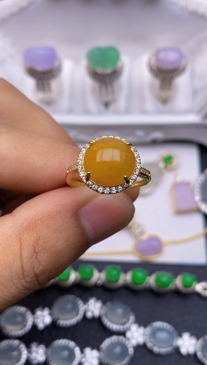 翡翠戒指银S925镶嵌/0050