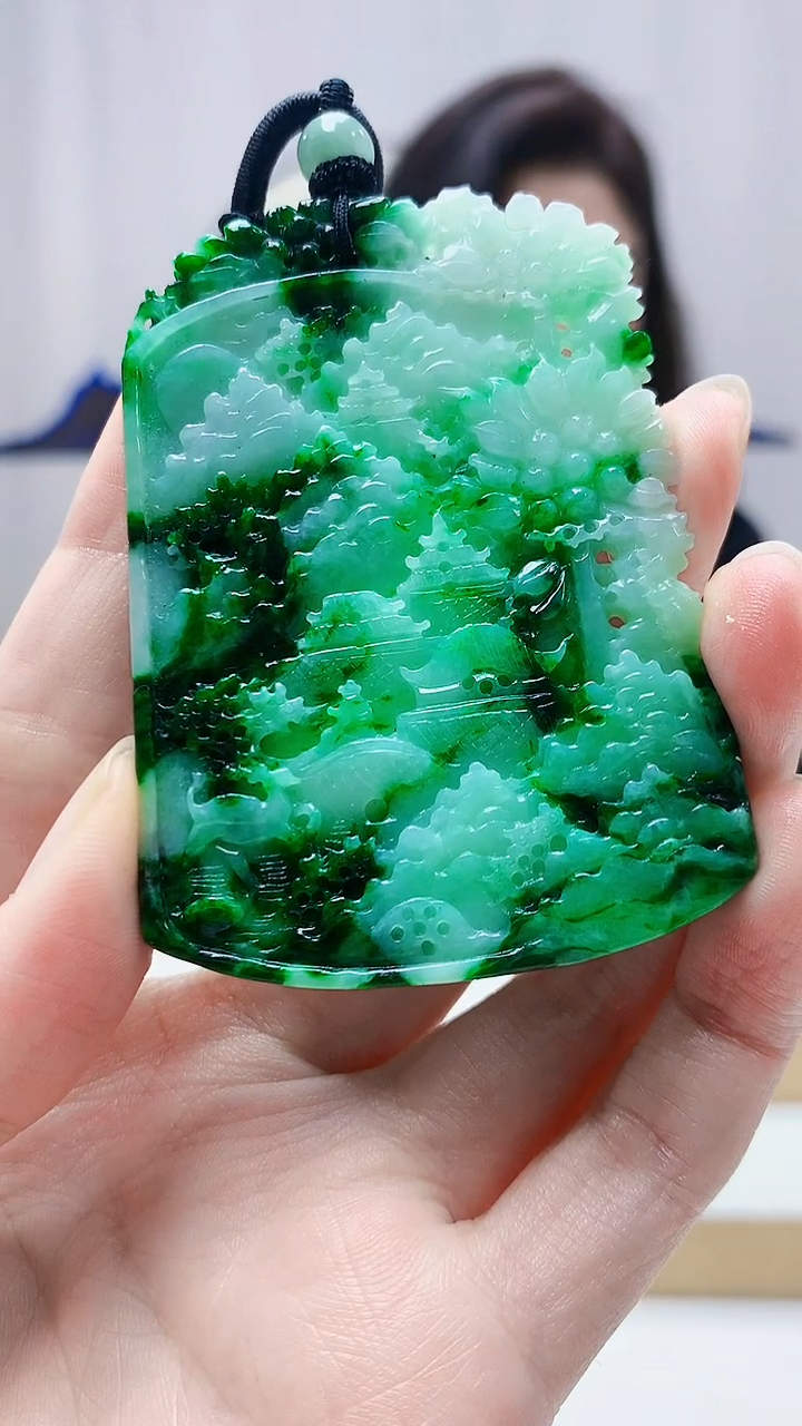 未镶嵌定制翡翠4829zm-毛货挂件山水95