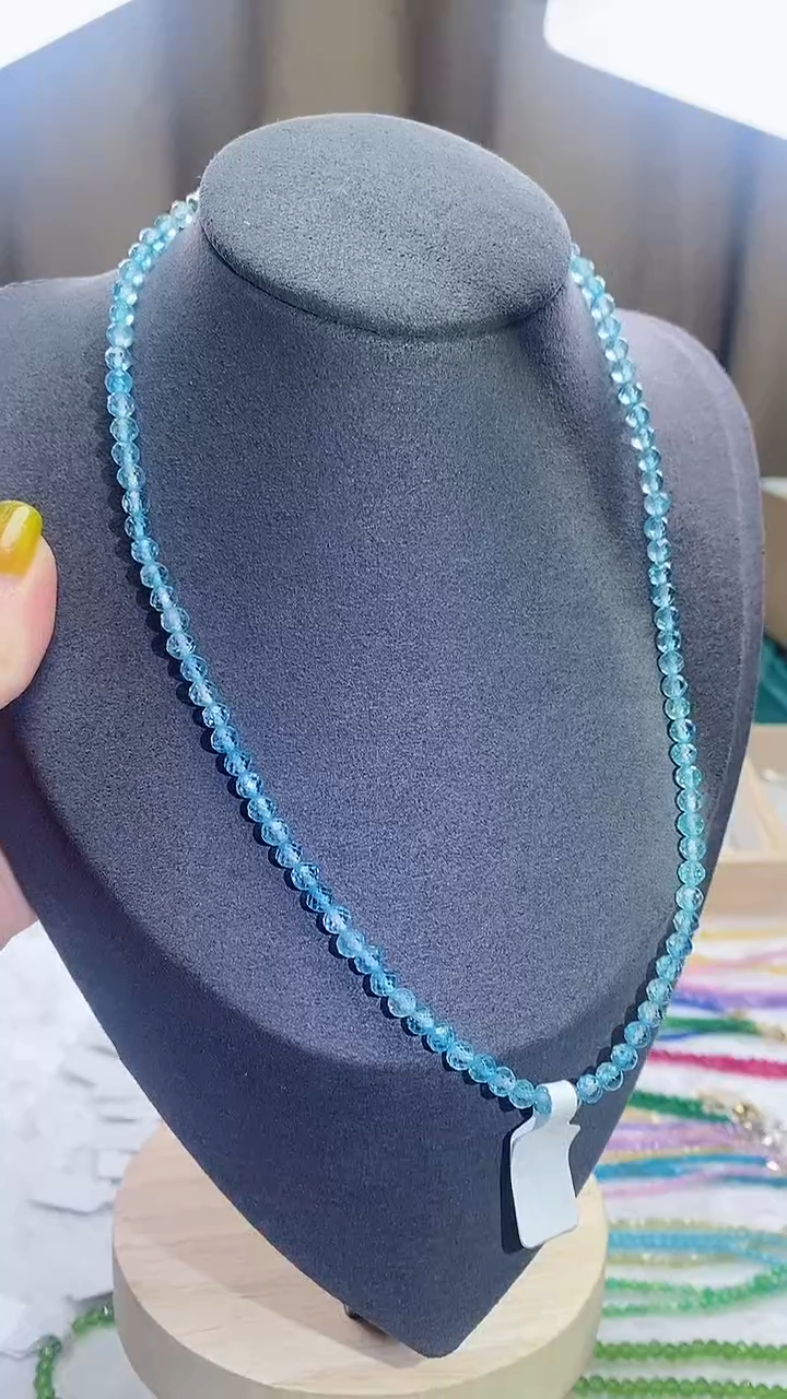 【闪购商品】海蓝宝石项链银S925镶嵌诗宁甄选珠宝SYZB37