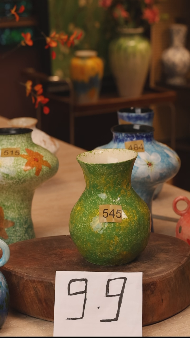 有机玻璃景德镇设计师手作花器摆件侘寂风545