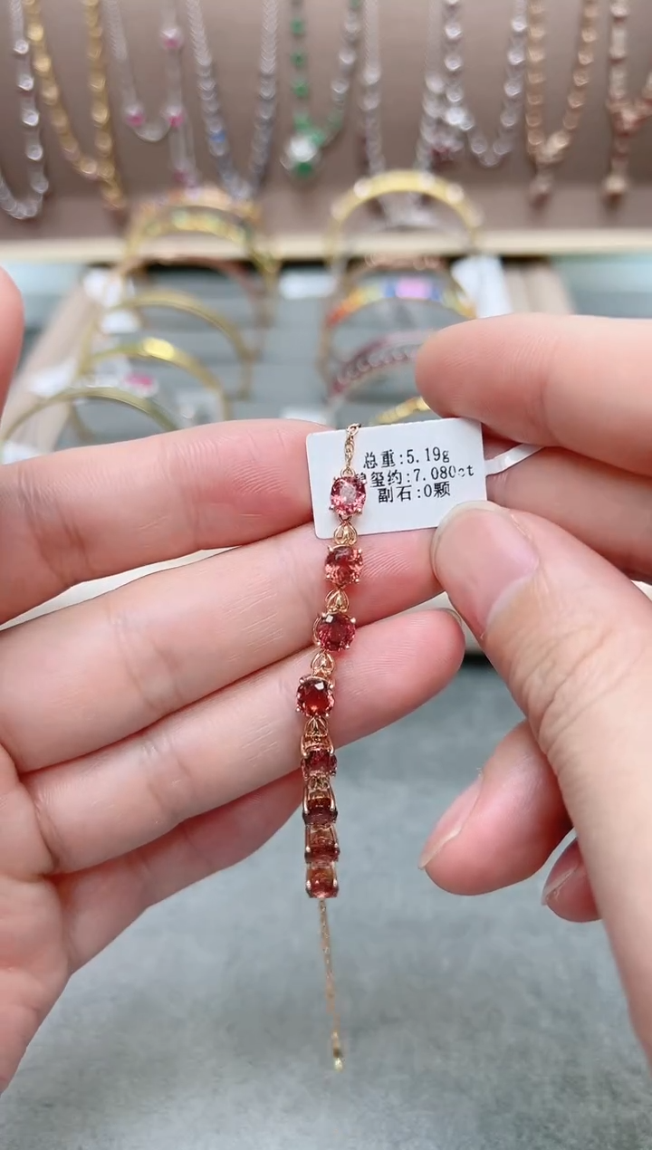 【闪购商品】碧玺手链18K金镶嵌.·