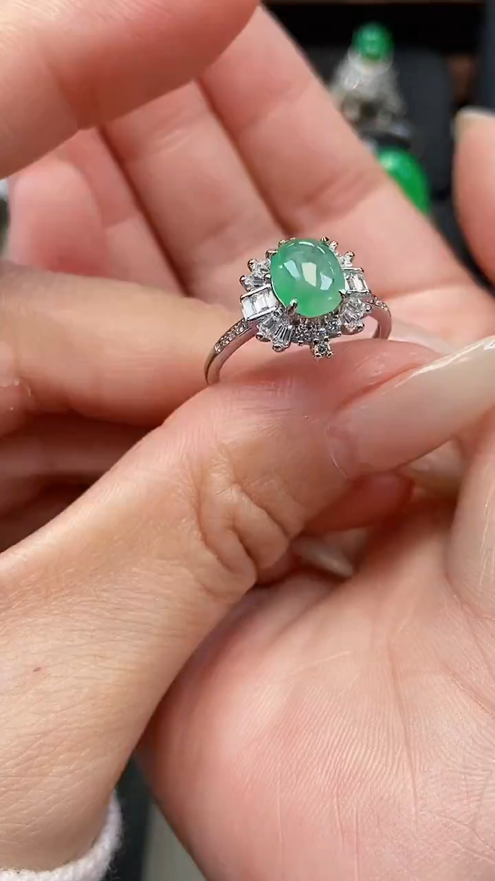 银S925镶嵌戒指翡翠6912