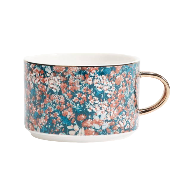 【MS家】350ML 繁花金柄咖啡杯 欧式茶杯 田园风 精致高端 轻奢