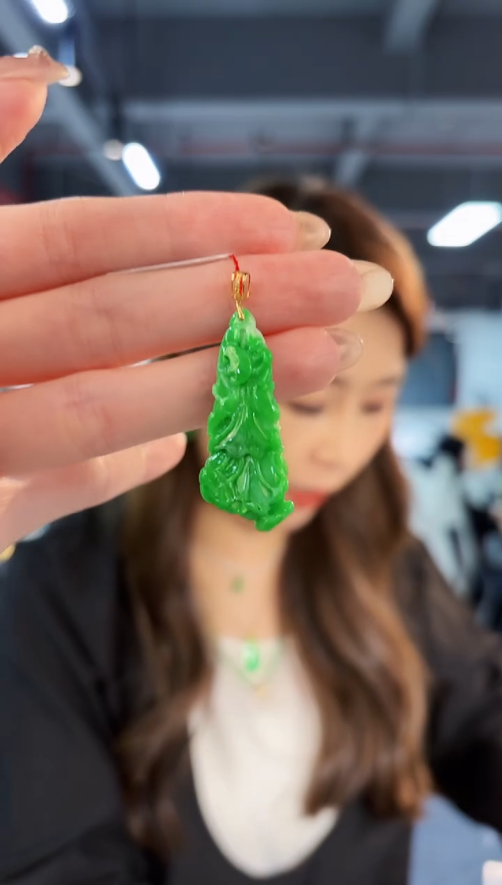 【闪购商品】翡翠吊坠(不含链)18K金镶嵌缅料A货/支持复检/一件