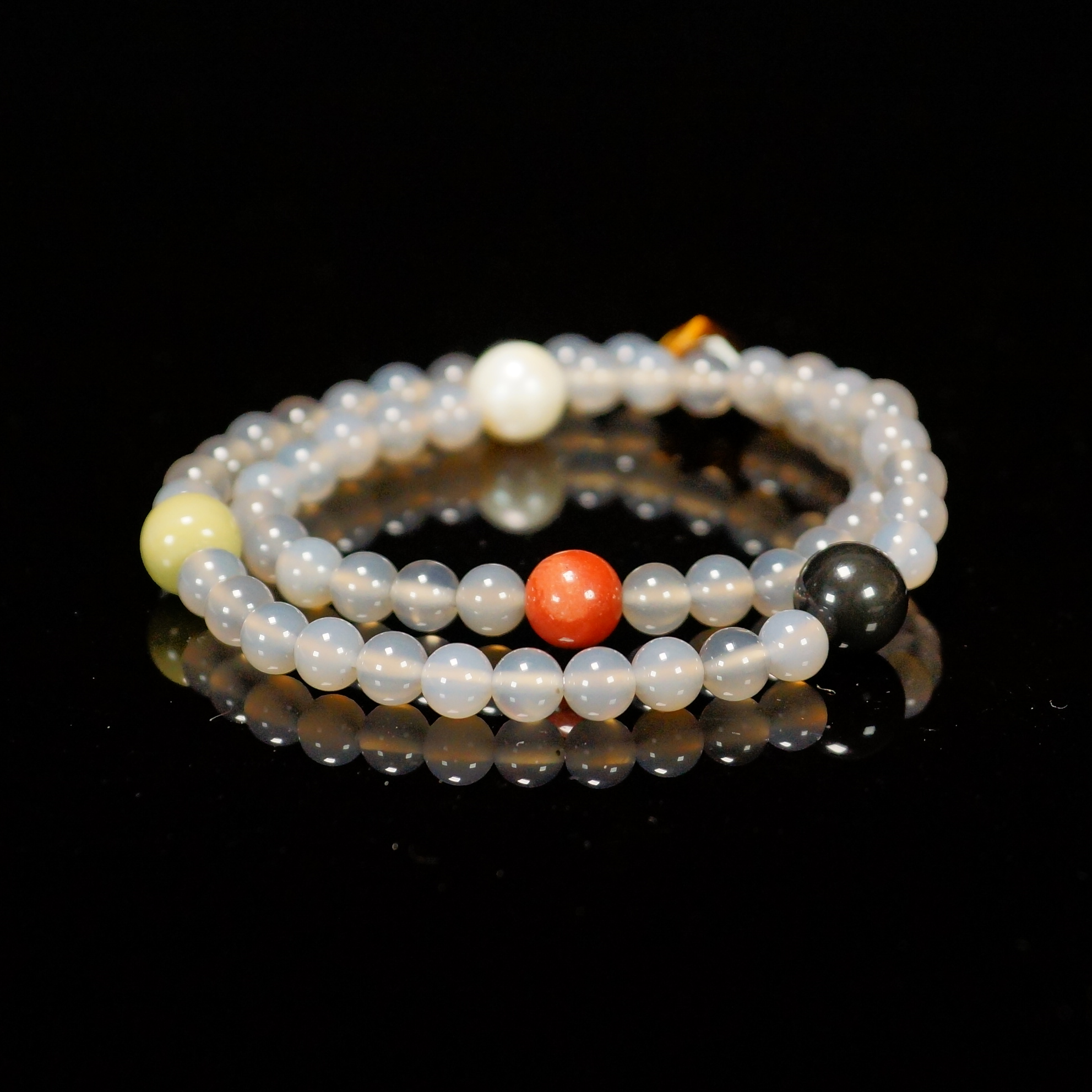 五行灰玛瑙双圈时尚手串