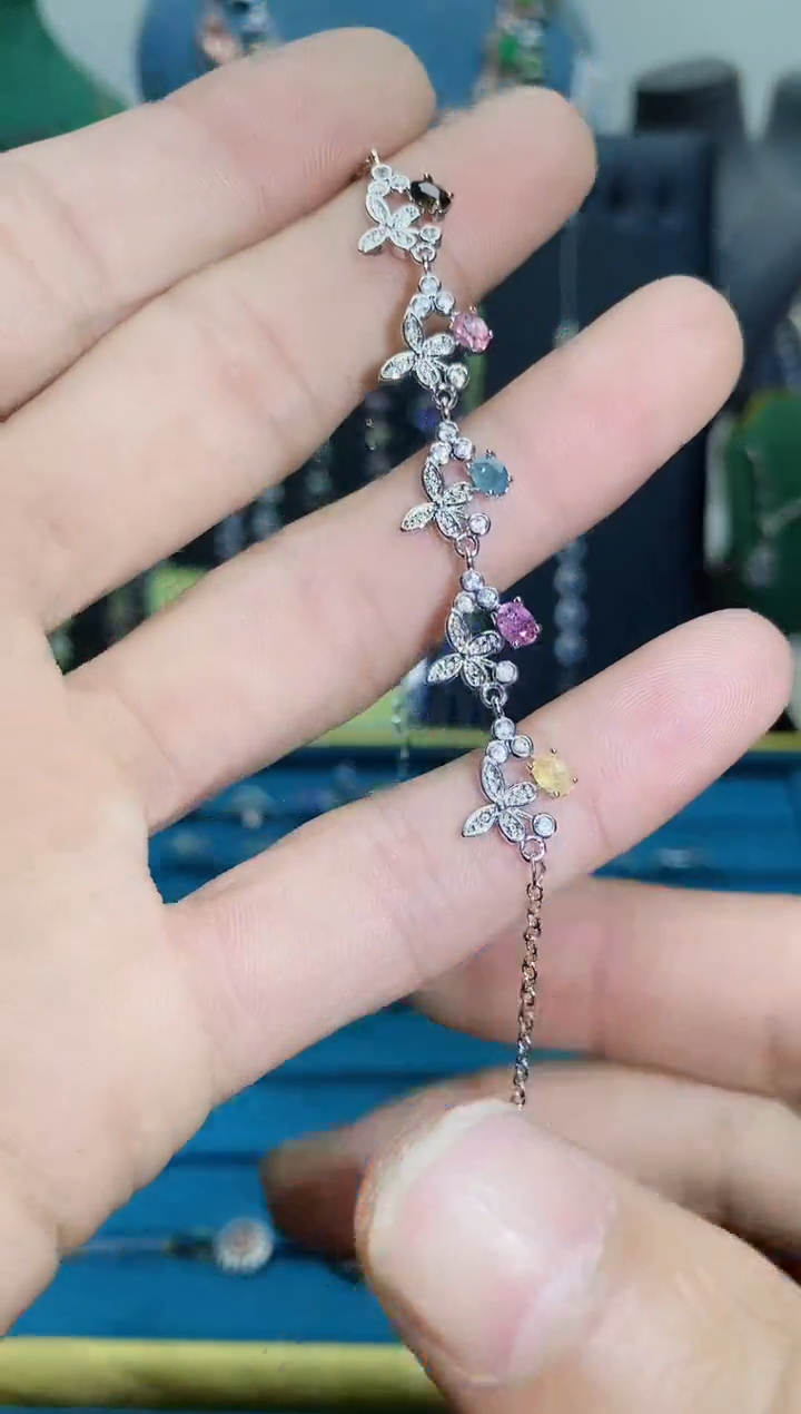 【闪购商品】碧玺手链银S925镶嵌1121