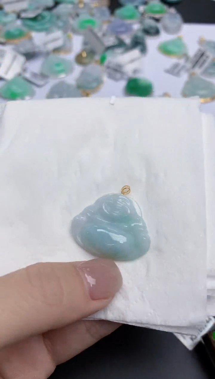 【闪购商品】翡翠颈饰18K金镶嵌天然缅甸翡翠A货