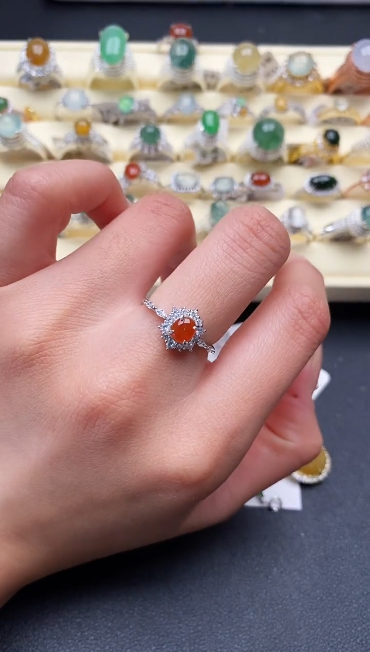 【闪购商品】翡翠戒指银S925镶嵌2222222+7