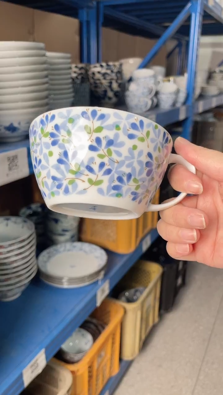 陶瓷小蓝芽早餐杯 微瑕