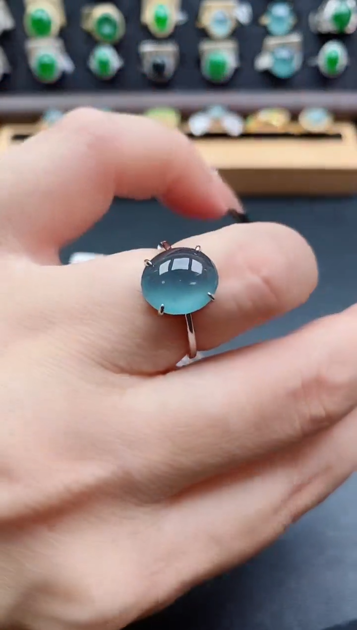 银S925镶嵌戒指翡翠1