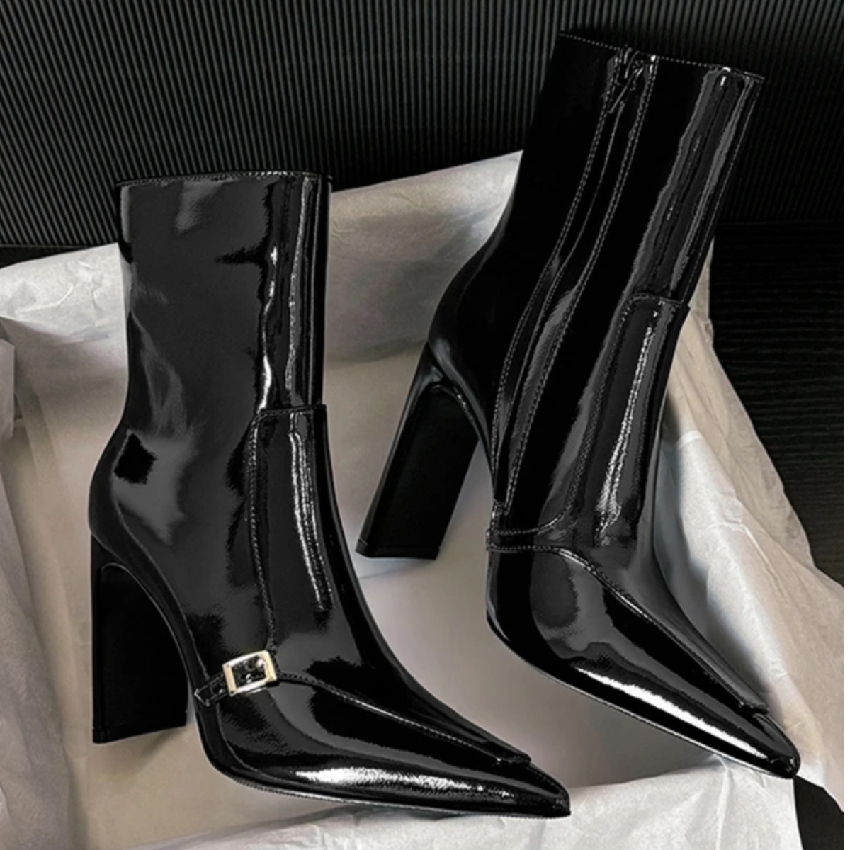 时装靴高跟女鞋时尚秋冬尖头高跟气质短靴保暖舒适显瘦显高瘦瘦靴