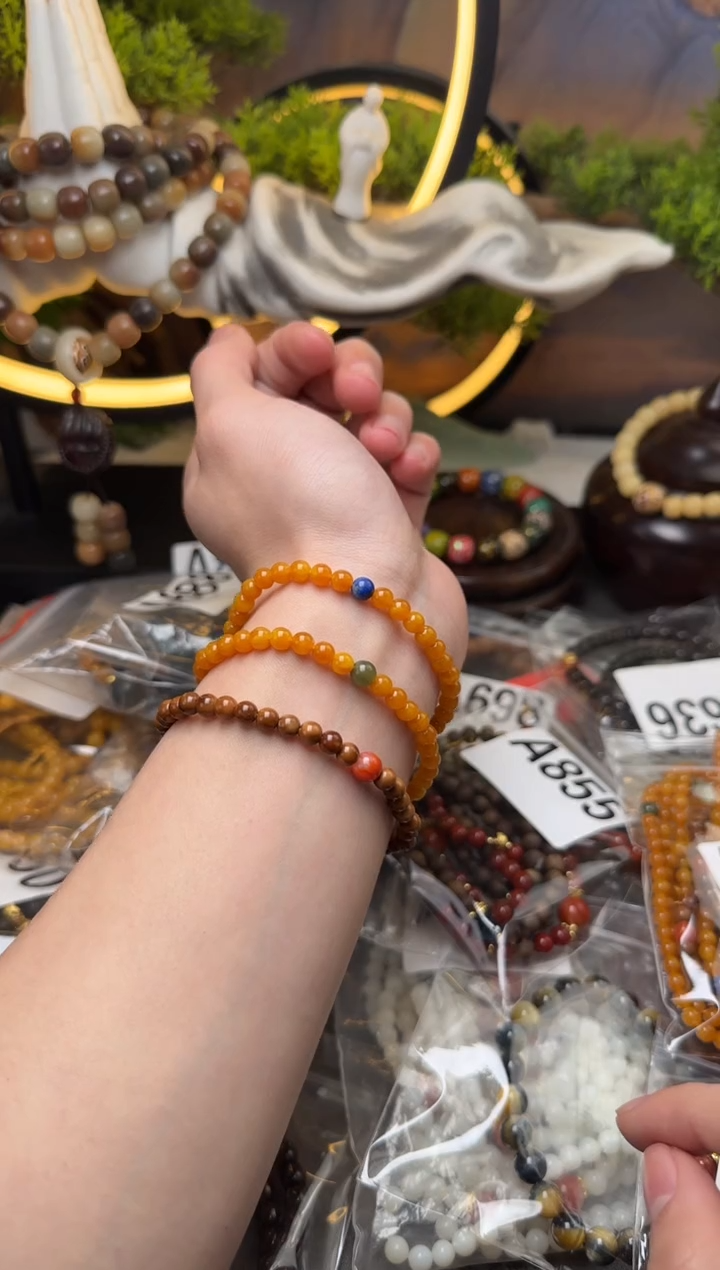 【闪购商品】库克手串未镶嵌A890库克蜜蜡双圈