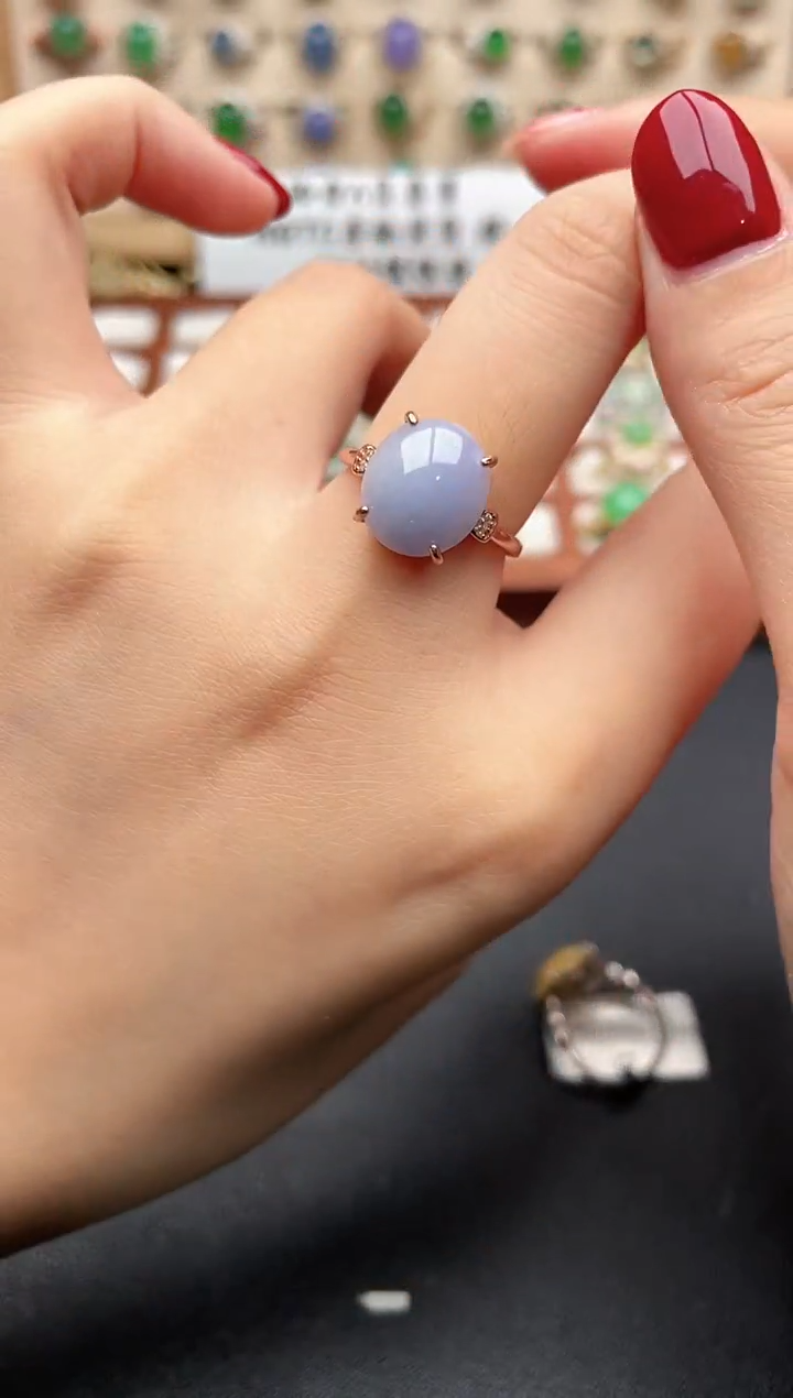 银S925镶嵌戒指翡翠一物一证一礼盒