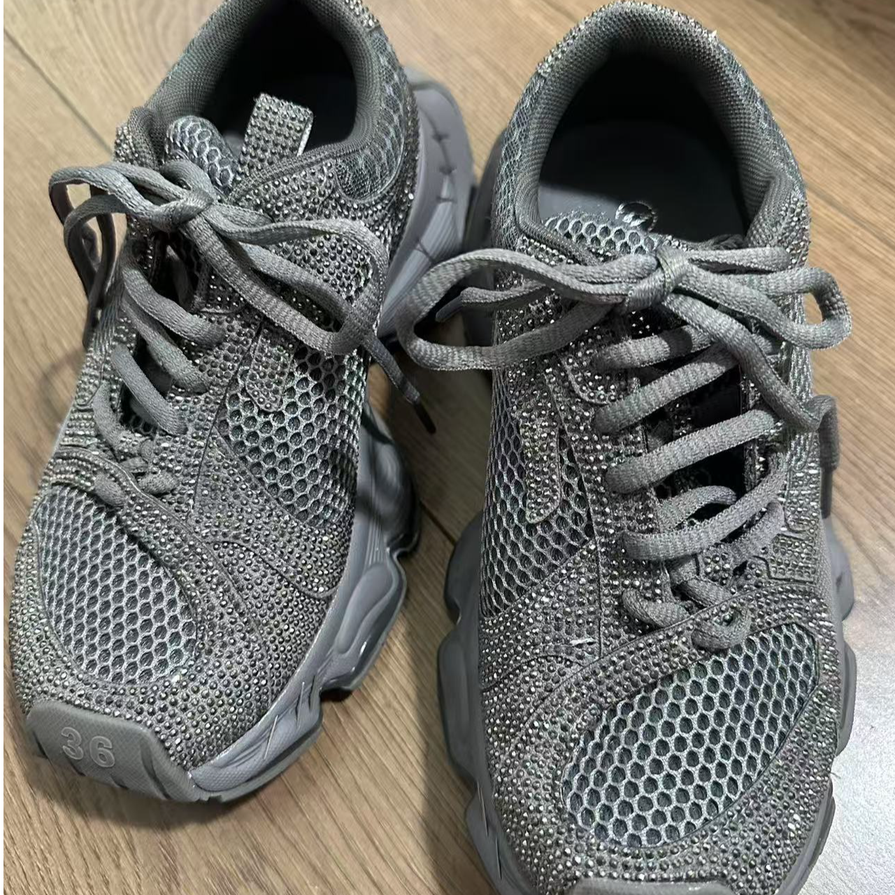 新款水钻厚底高级感老爹鞋女  313566