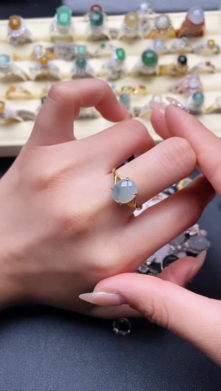 【闪购商品】翡翠戒指银S925镶嵌888888+4