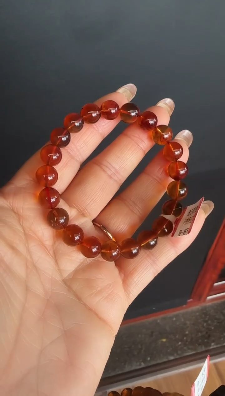 手串琥珀未镶嵌#4缅甸琥珀紫罗兰手串9mm