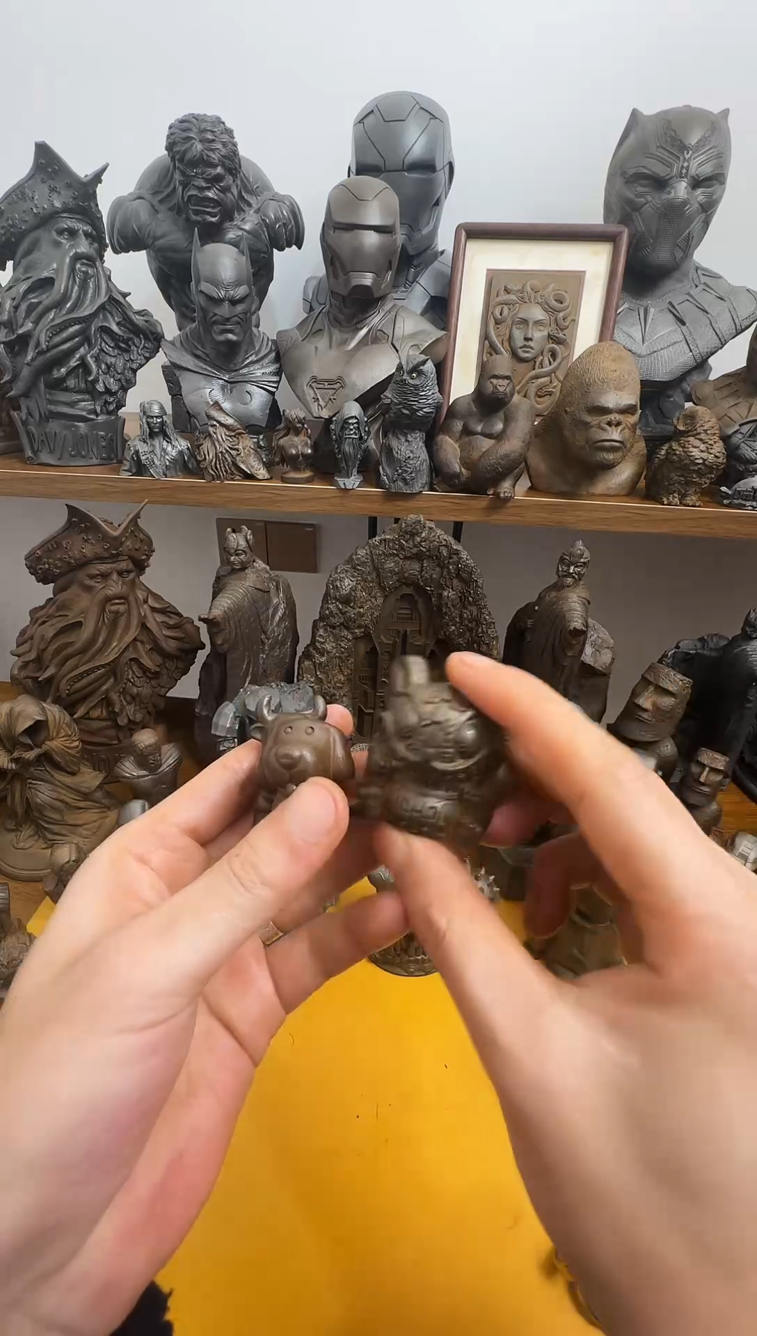 金属实心铁艺摆件~~小吞金，生肖兔和龙（锈色）