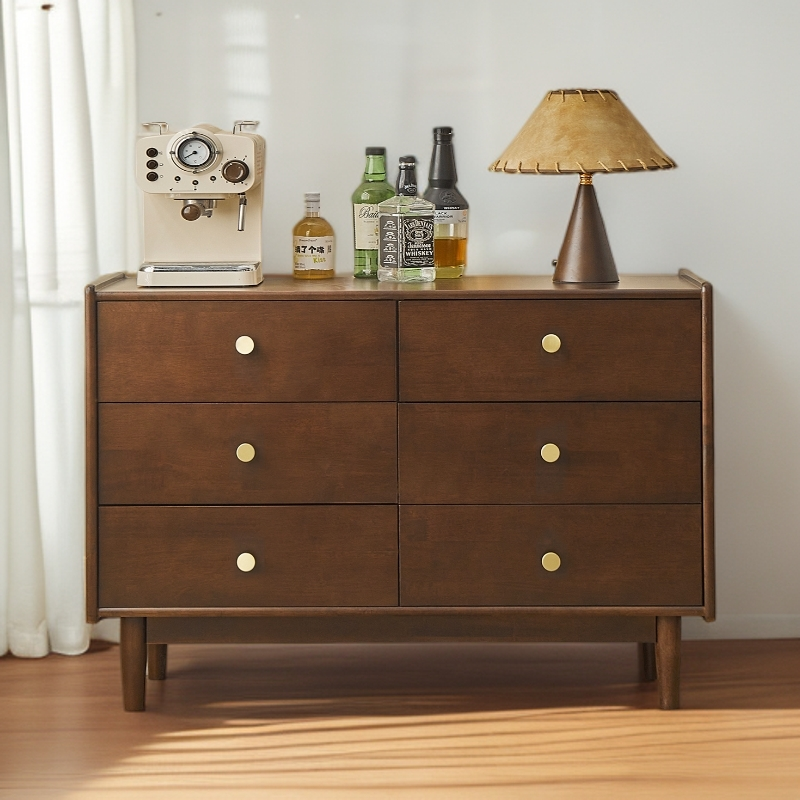 全实木六斗柜6斗橱北欧抽屉柜收纳柜胡桃色文件柜