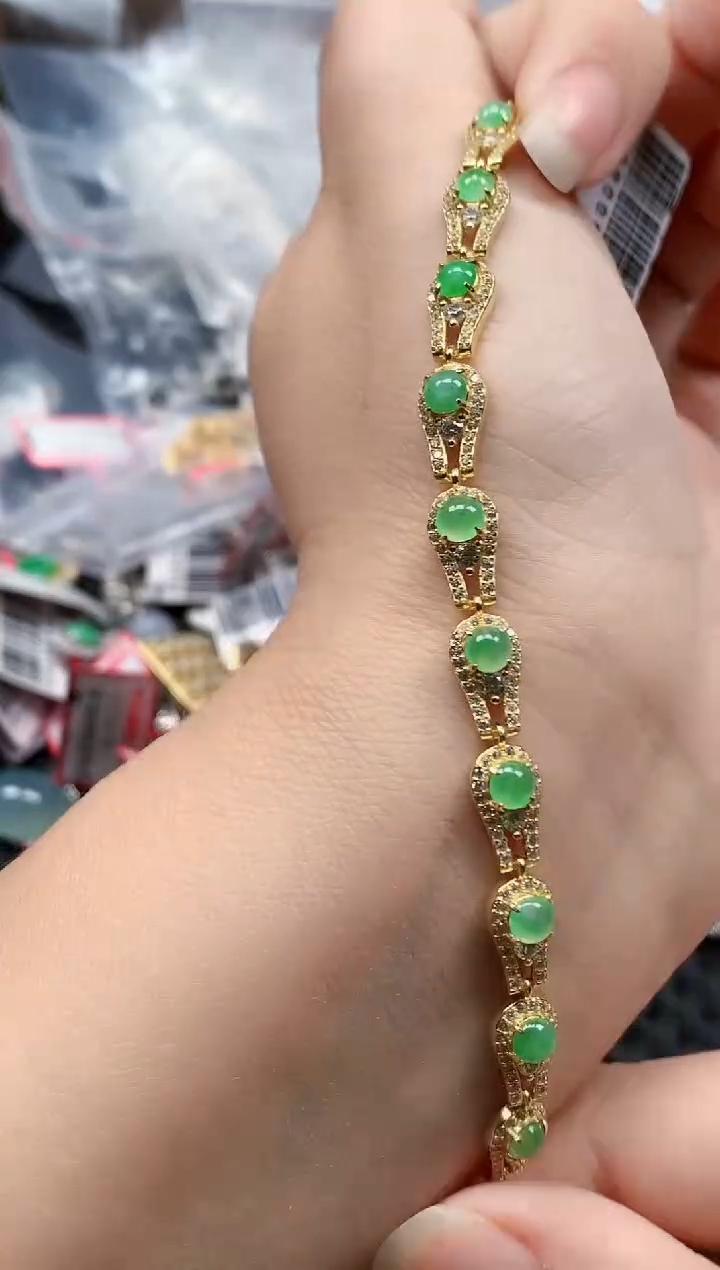 银S925镶嵌戒指翡翠天然A货缅甸翡翠