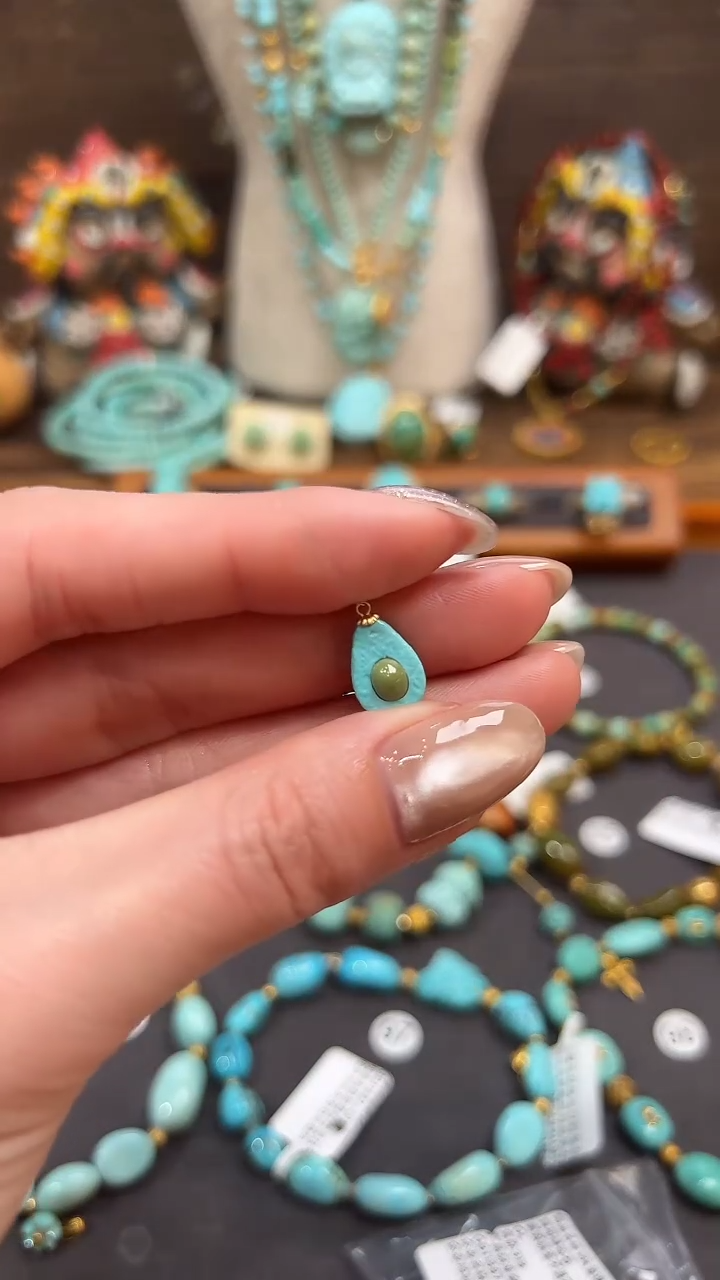 绿松石18K金镶嵌提溜绿松石提溜