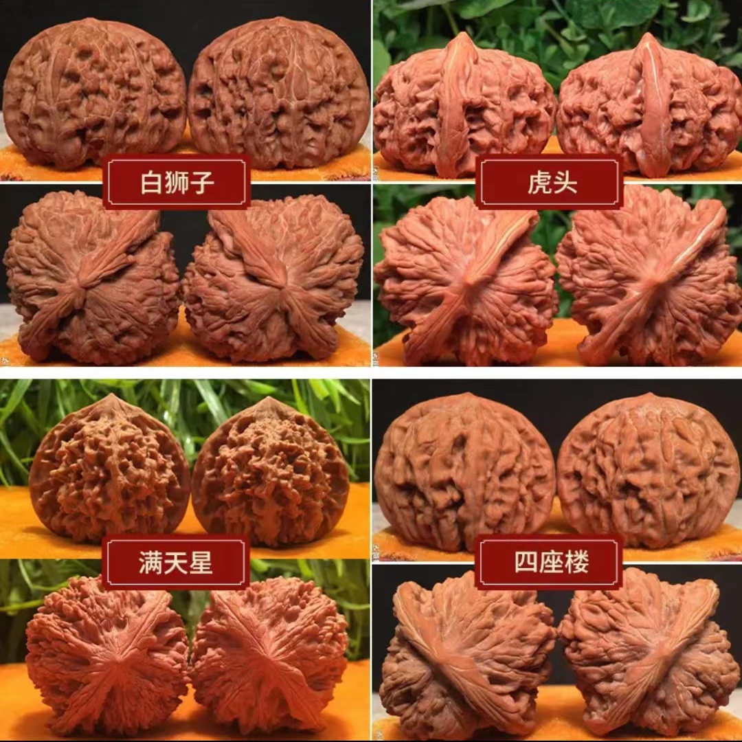 文玩核桃大粗筋蛤蟆头元宝男士手把件盘玩核桃白狮子