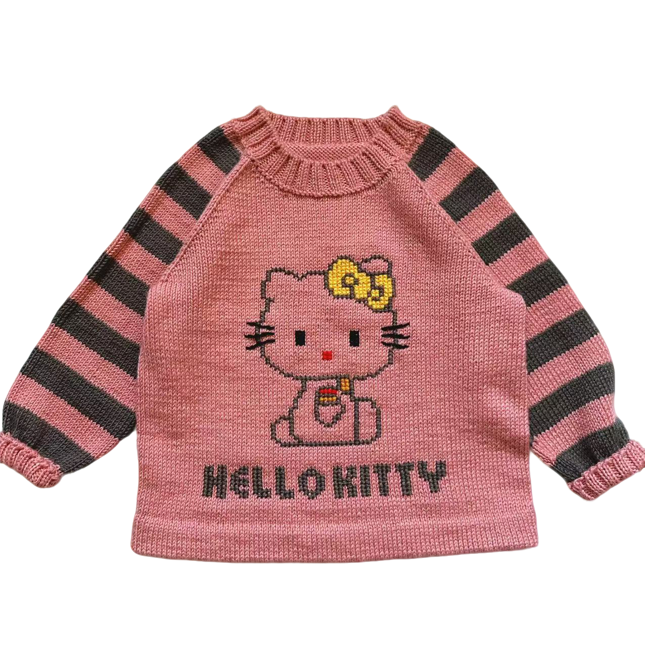 小猫咪上衣材料包居家好物儿童元领双色休闲柔软亲肤毛线自己编织