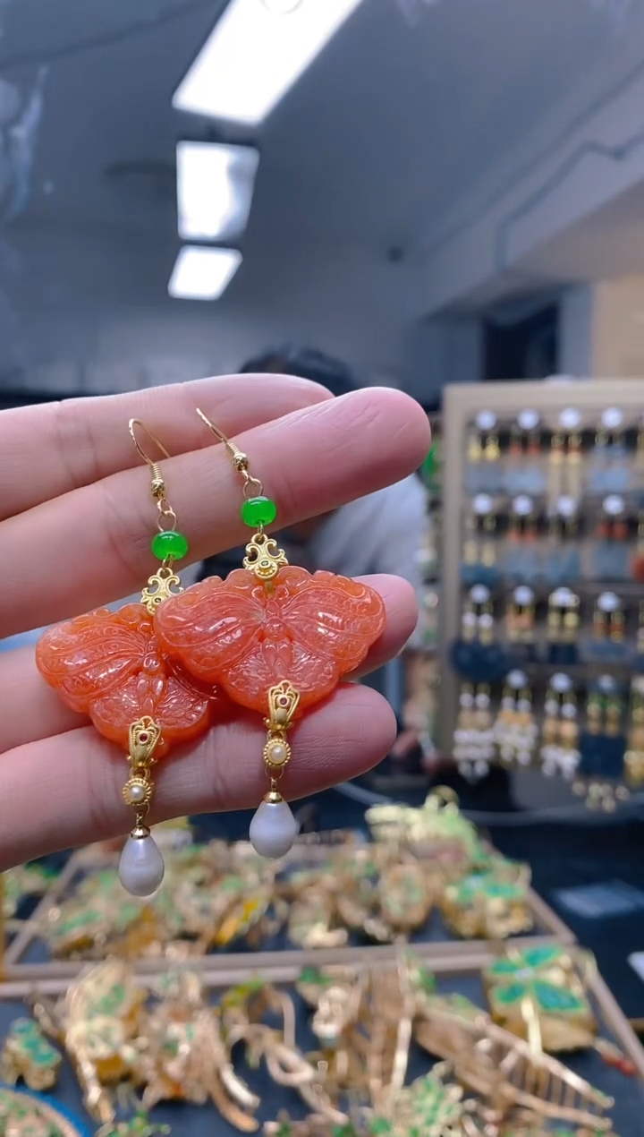 【闪购商品】翡翠耳饰合金0165翡翠耳钩