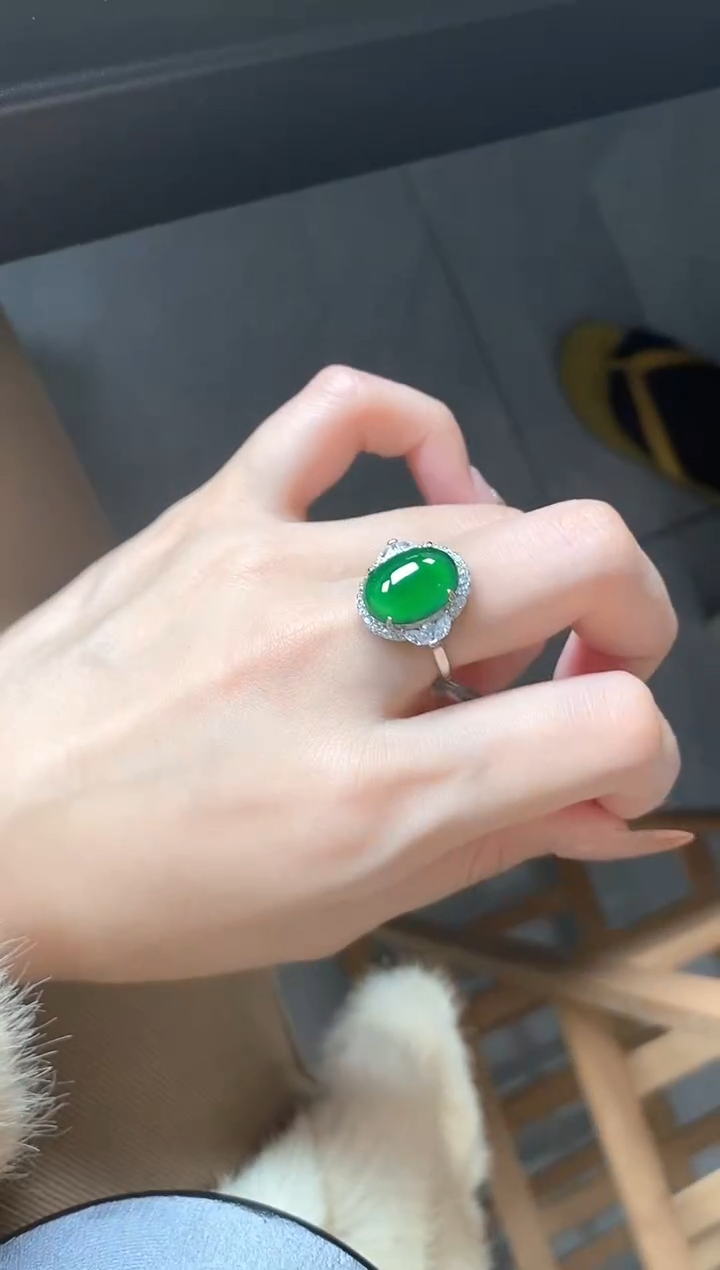 银S925镶嵌戒指翡翠51511