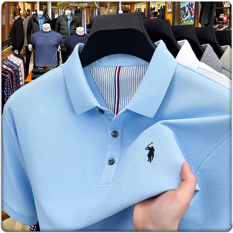 品牌定制【海外撤柜】美式轻奢高端中年男士100%纯棉POLO衫短袖T恤