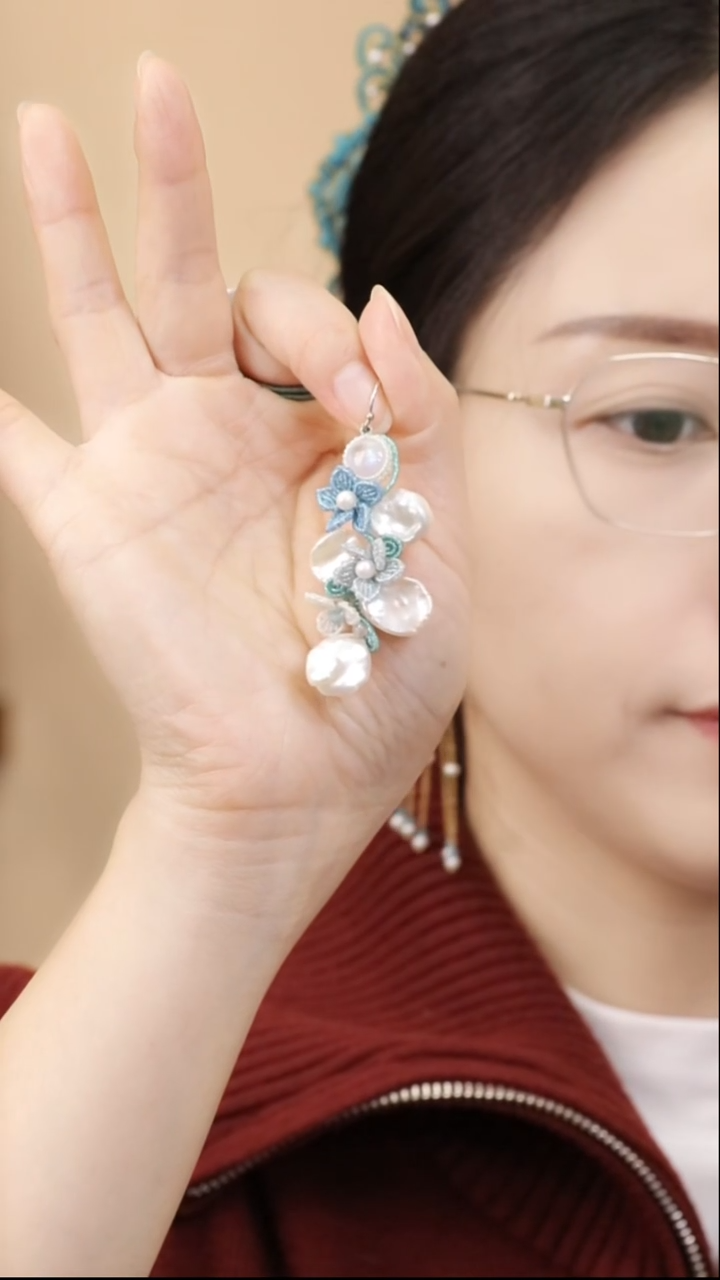 特惠 《花迹》耳环材料包《分装线》，含石，送耳环教程