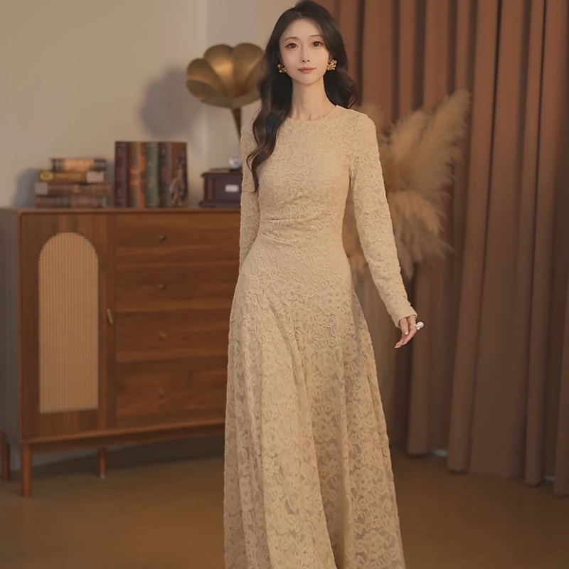 【大金】 新款法式高级感高腰设计修身显瘦长裙-HZ1221