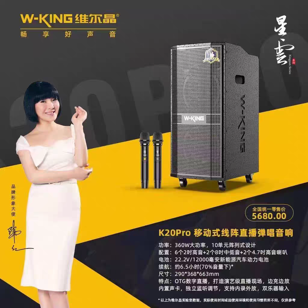 维尔晶K20PRO拉杆蓝牙音响带话筒遥控器低音炮