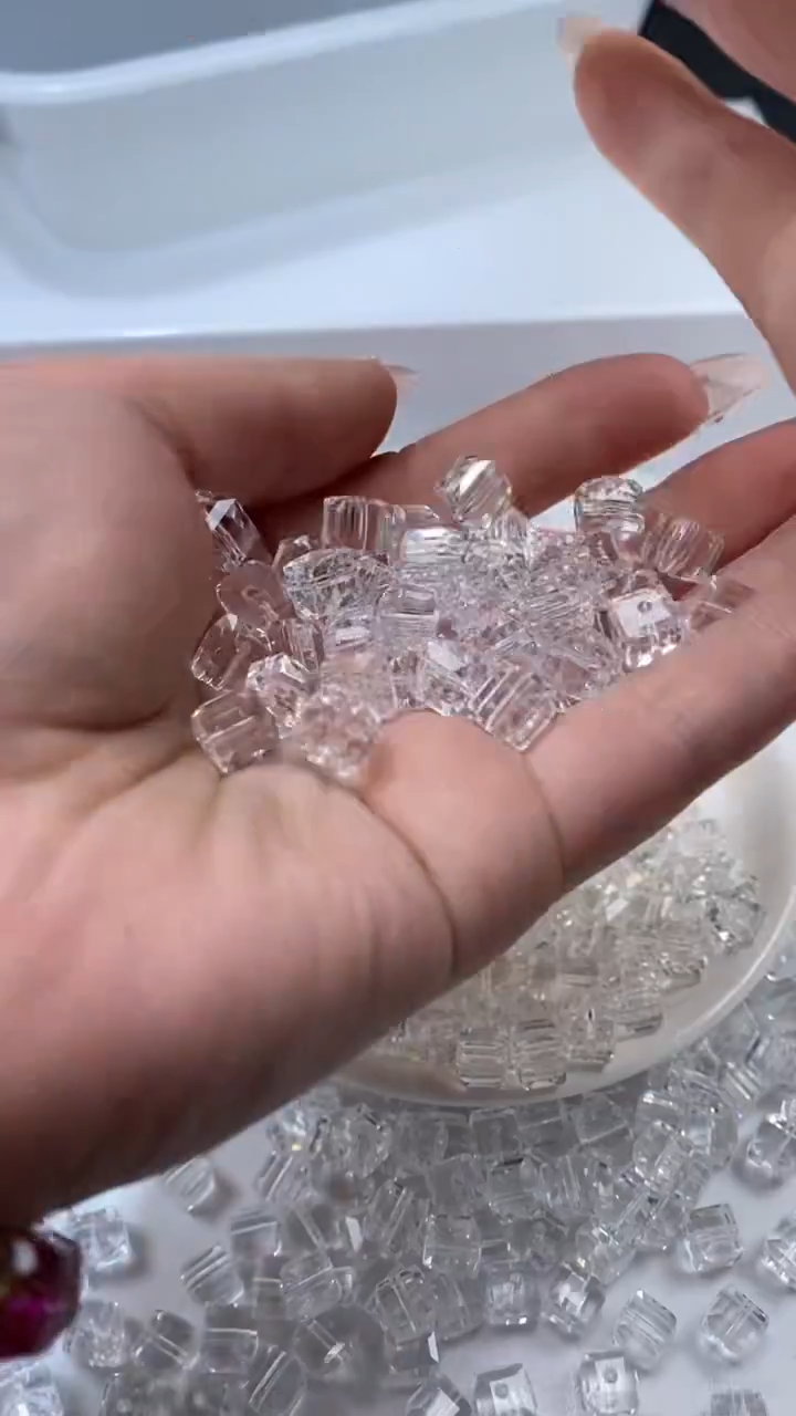 颈饰未镶嵌水晶W192-白色方糖7mm*20颗