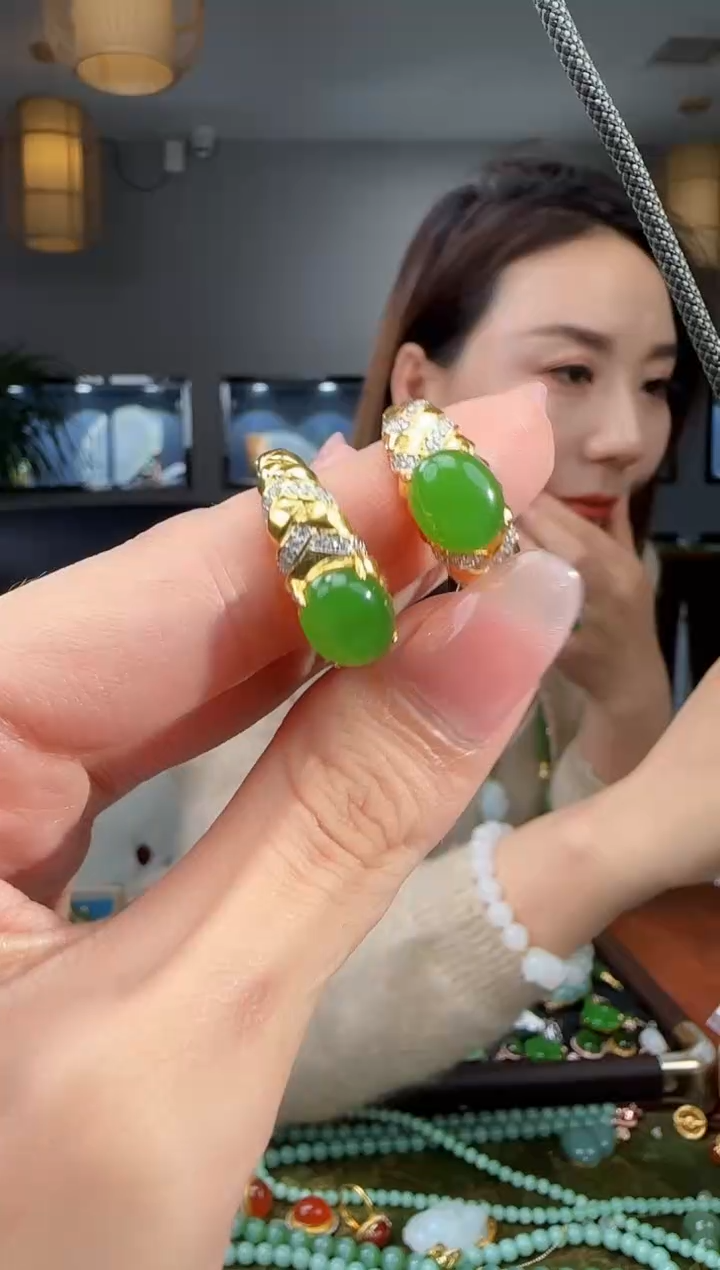 银S925镶嵌戒指和田玉多样性发货拍一发一 
