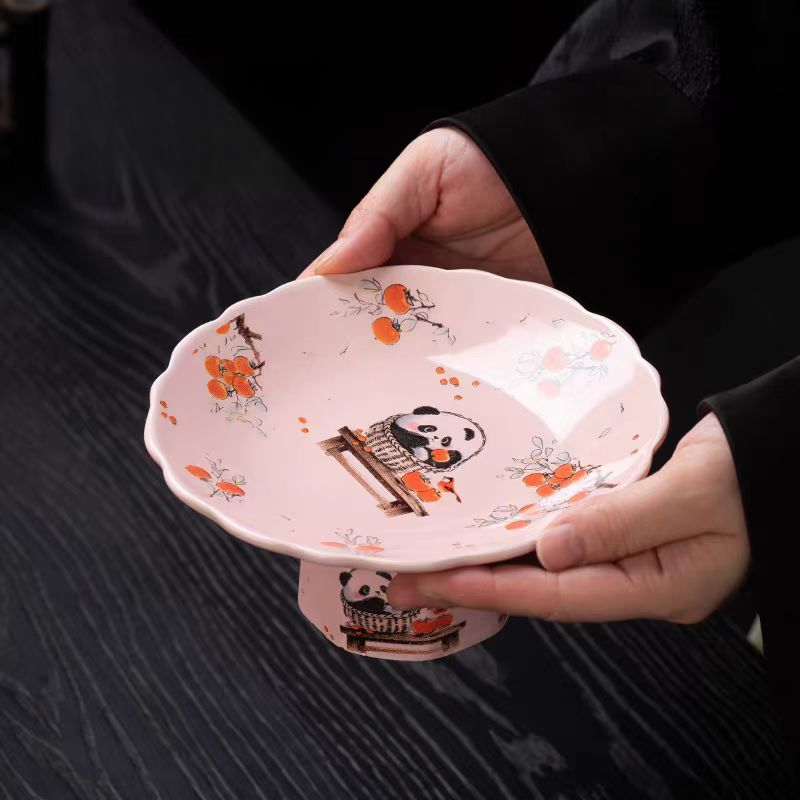 SD柿柿如意熊猫高足果盘G   3540