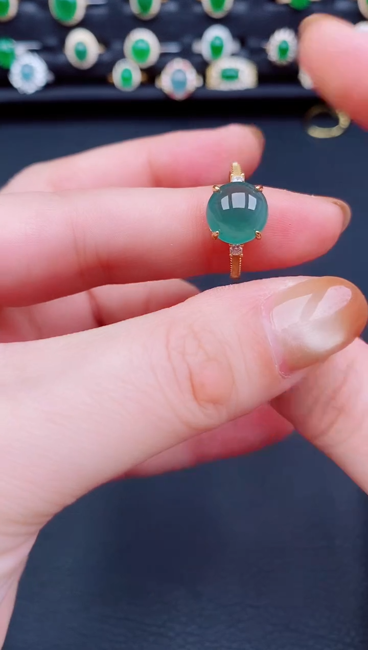 【闪购商品】翡翠戒指银S925镶嵌天然a货翡翠14