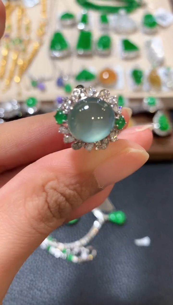 18K金镶嵌戒指翡翠n48 