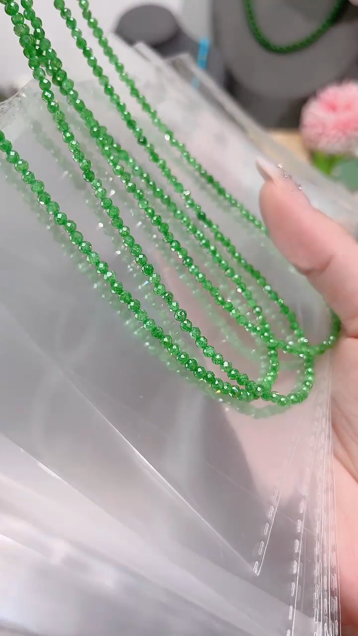 颈饰银S925镶嵌石榴石（沙弗莱）硬抛99