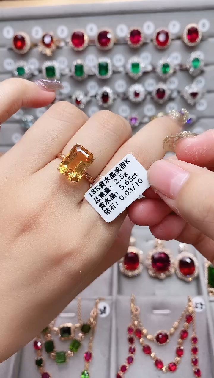 【闪购商品】水晶18K金戒指18K金镶嵌·