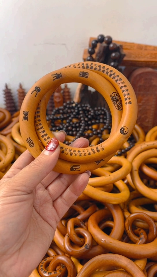 【闪购商品】枣木木雕乾坤圈微瑕80圈口一物一拍
