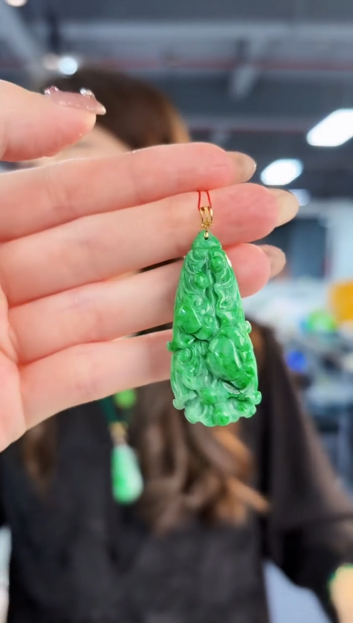 【闪购商品】翡翠颈饰18K金镶嵌缅料A货/支持复检/一件