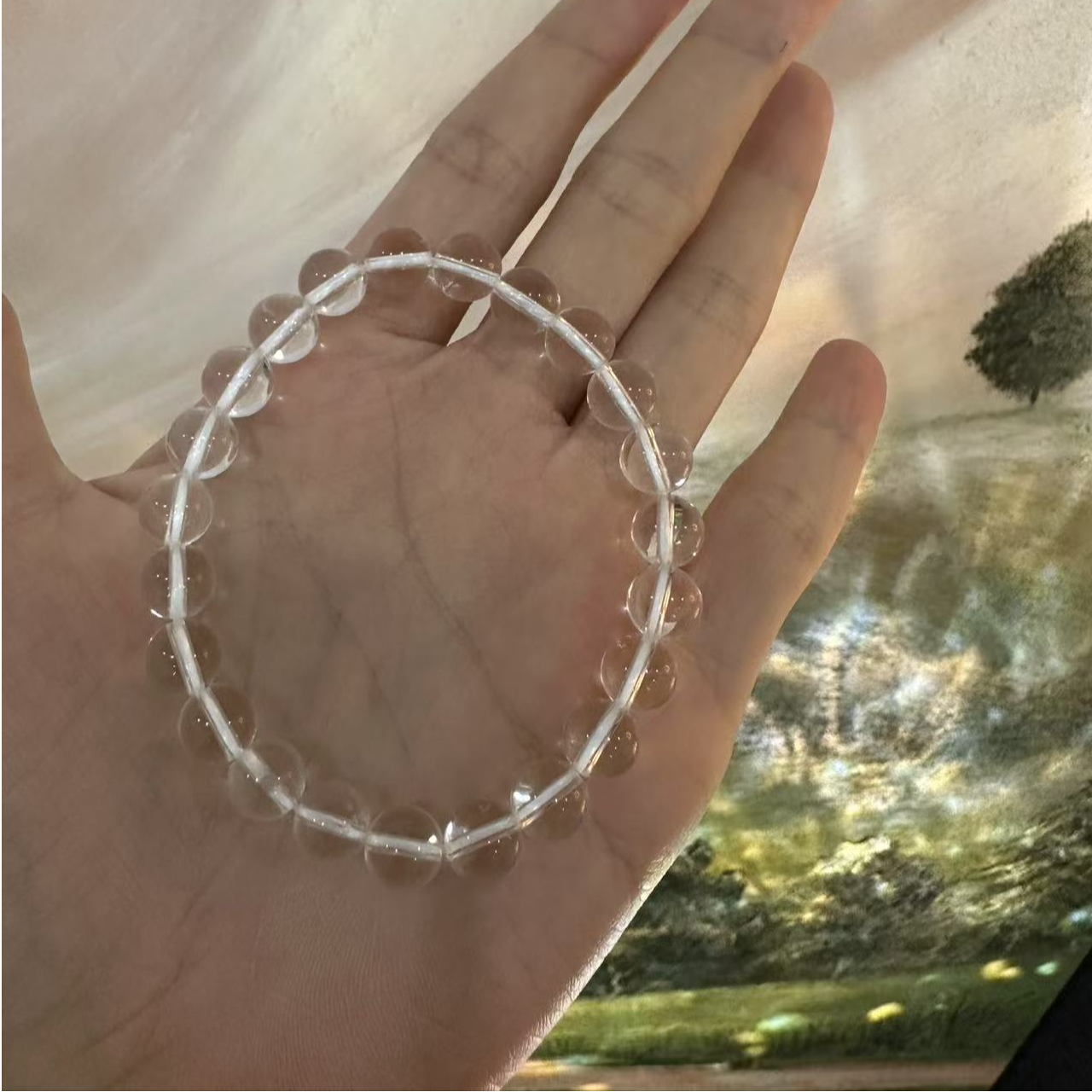 【婉葶珠宝】白水晶素手串8mm