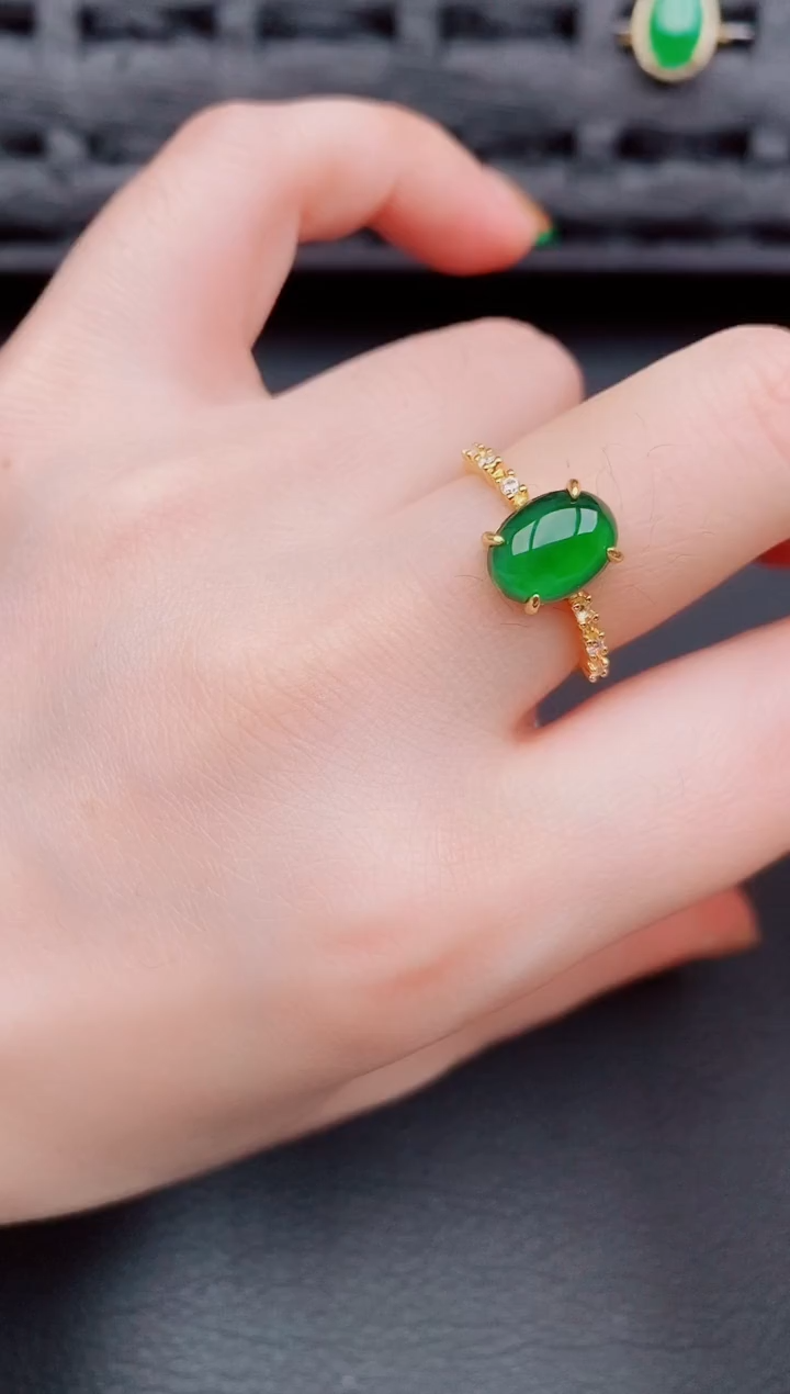 【闪购商品】翡翠戒指银S925镶嵌天然A货翡翠235