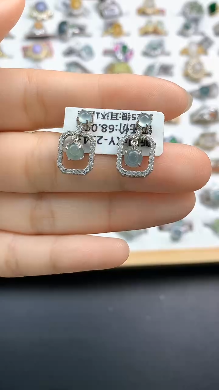 【闪购商品】翡翠颈饰银S925镶嵌翡翠 耳饰 银S925镶嵌