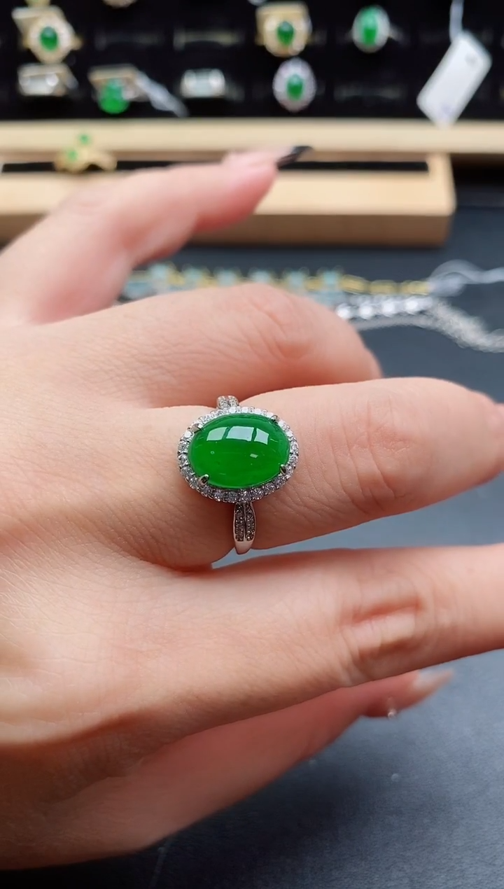 银S925镶嵌戒指翡翠1