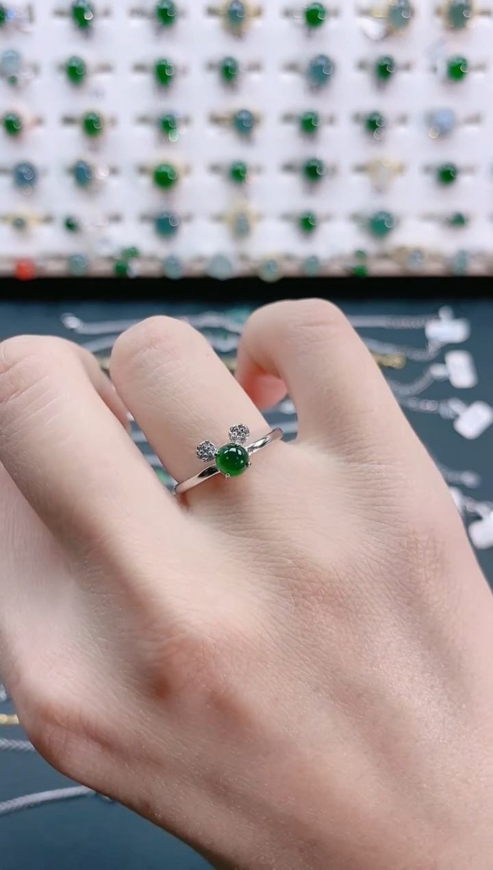 【闪购商品】翡翠戒指银S925镶嵌天然翡翠