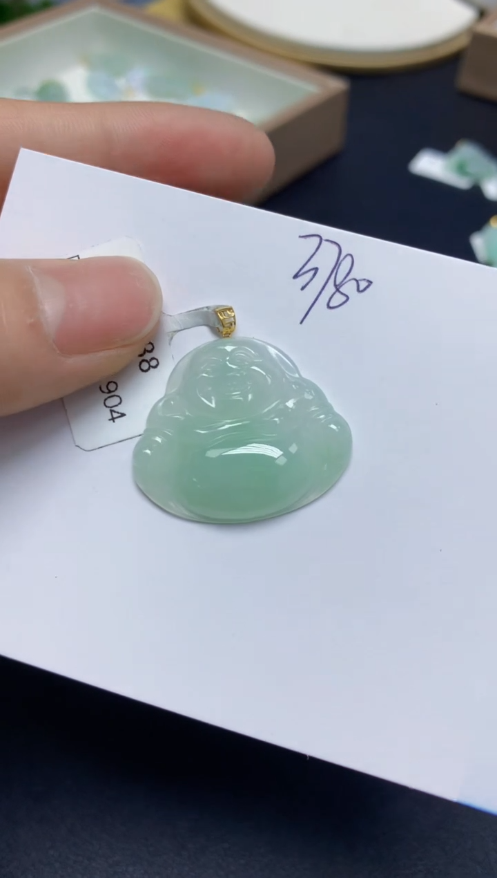 【闪购商品】翡翠挂件18K金镶嵌 天然翡翠A货